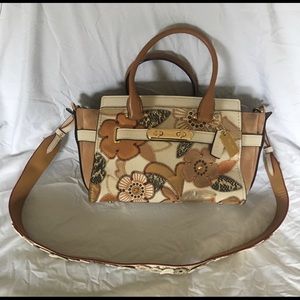 Coach Floral Bag With A Flower Accent Strap.